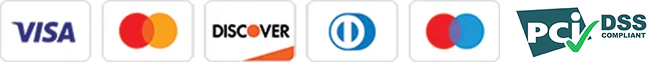 Accepted payment methods — Visa, Mastercard, PCI DSS compliant