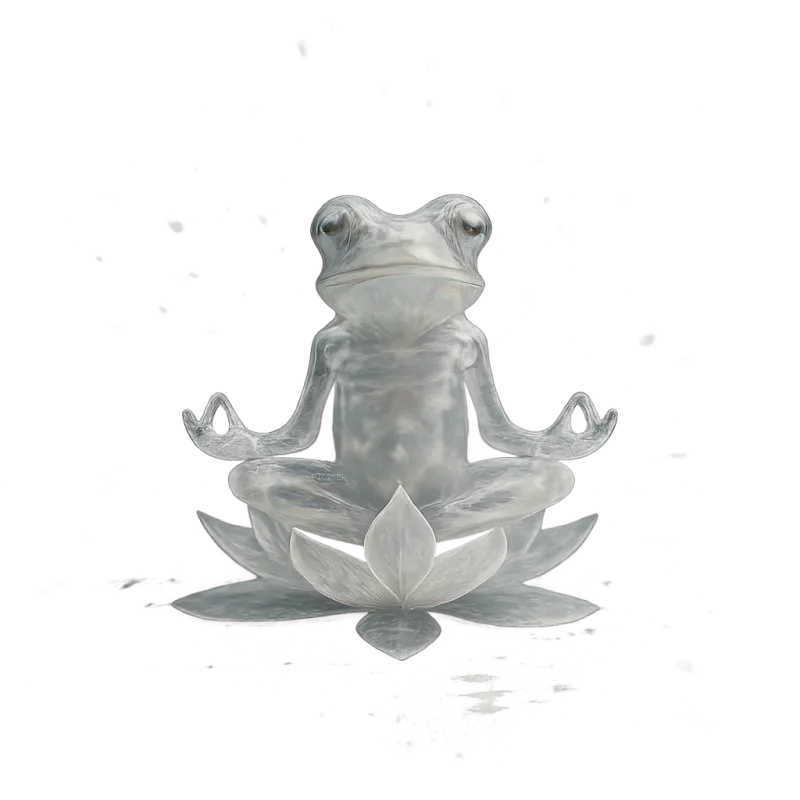 Frosted Frog Holds the Lotus Pose