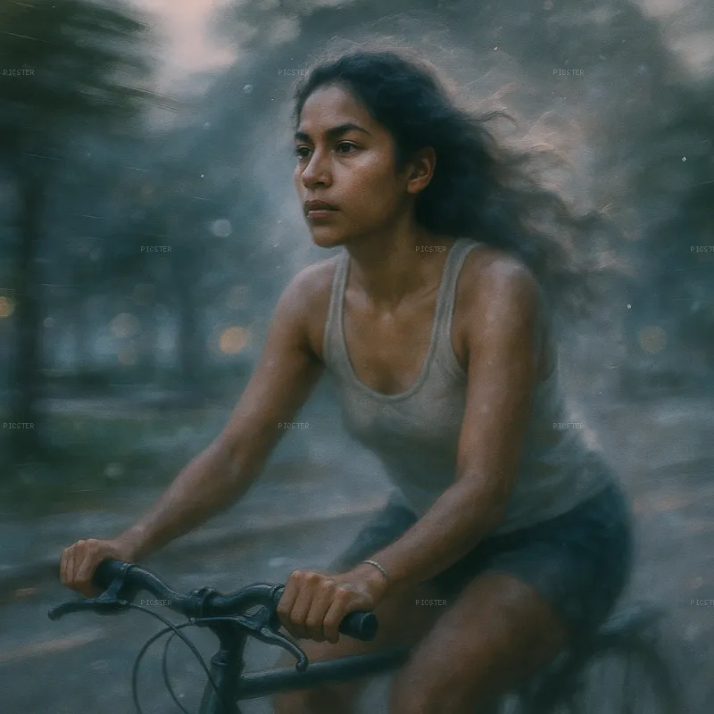 Riding Through the Rain-Blurred City