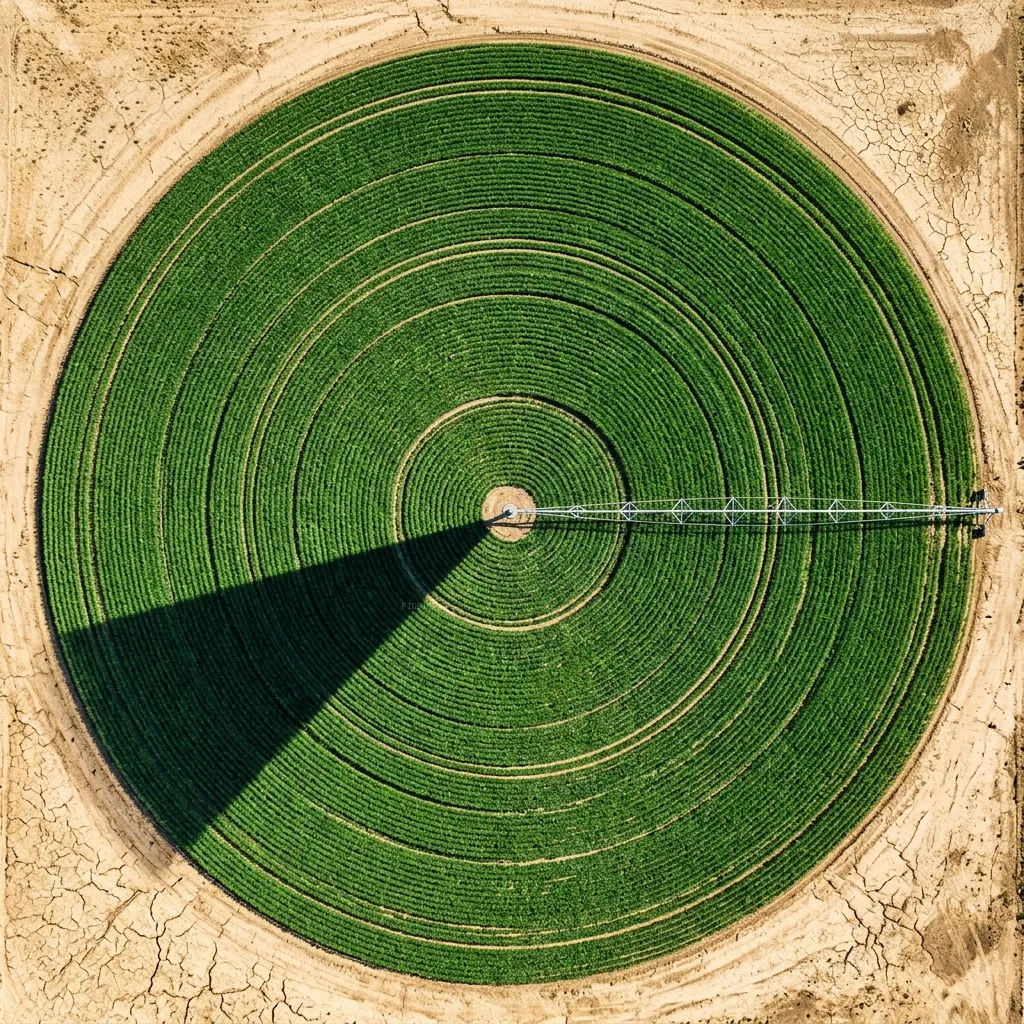 Irrigation Pivot Shadows at Midday