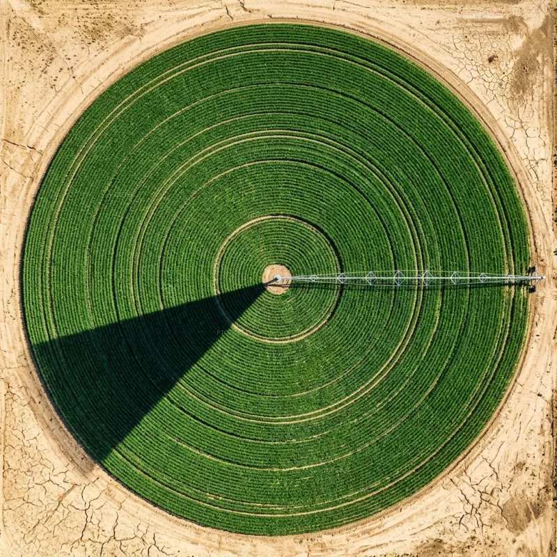 Irrigation Pivot Shadows at Midday