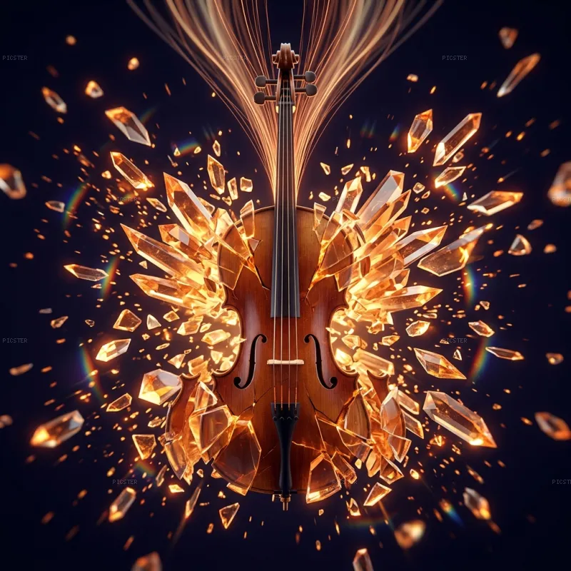 Cello Spine Unraveling Into Amber