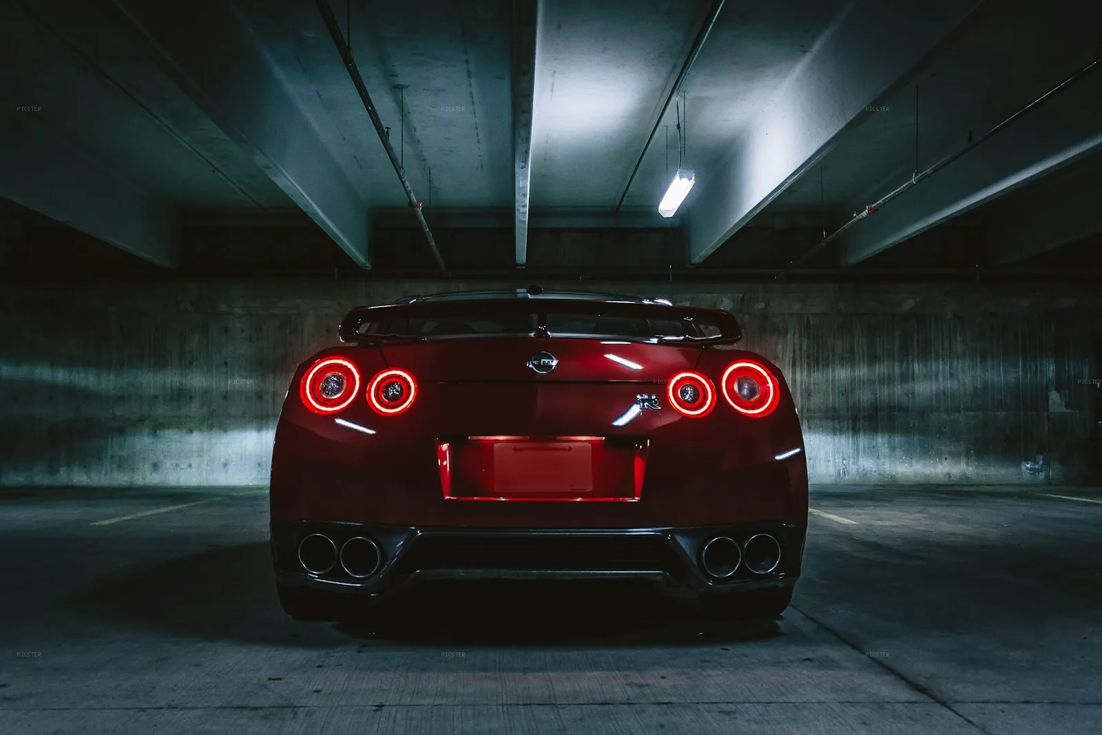 Red Rings in Concrete Dark