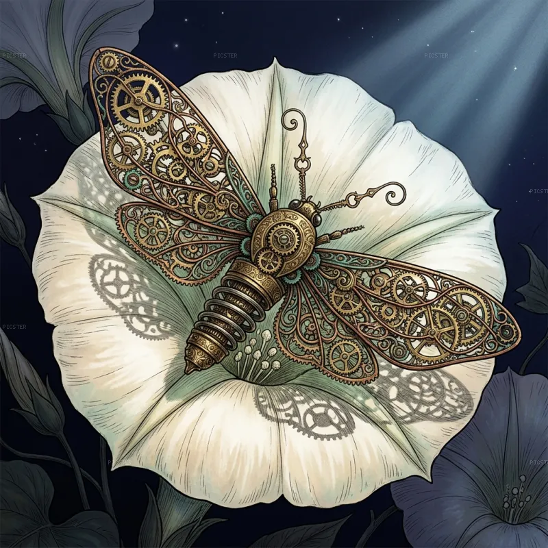 The Clockwork Moth Finds Moonflower