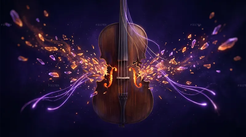 Cello Dissolving Into Amber Frequencies