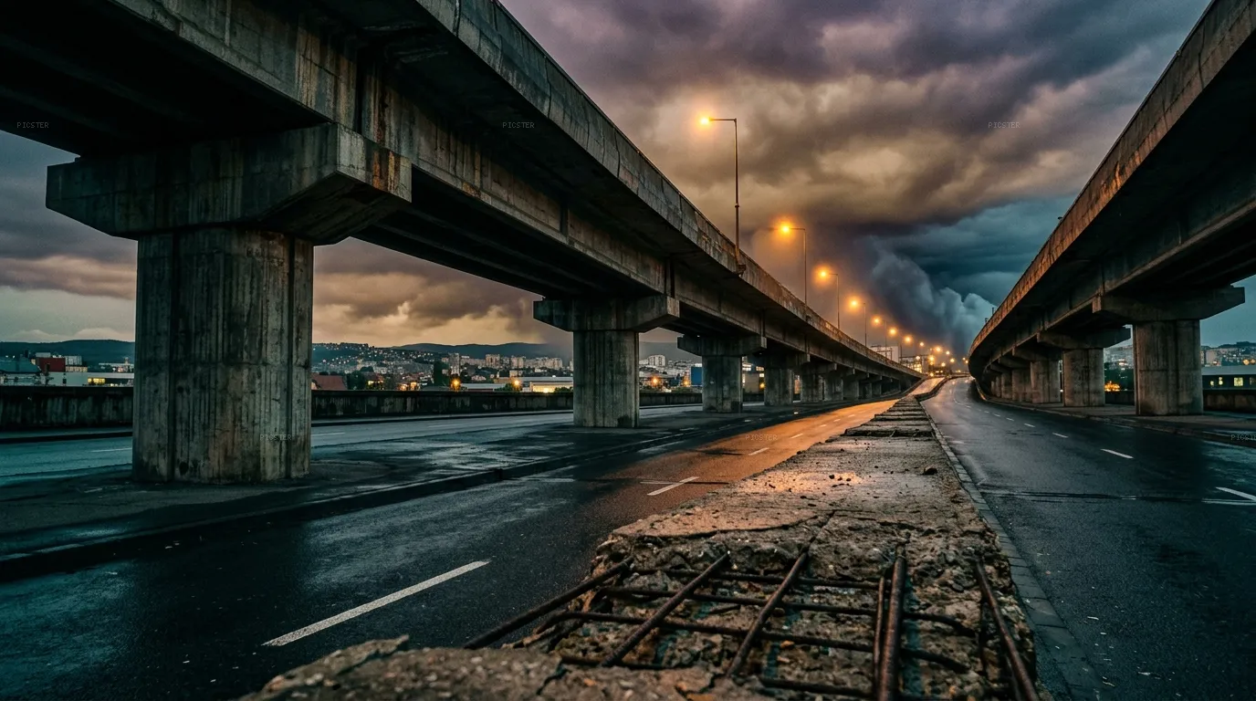 Cluj Overpass at the Edge of Weather