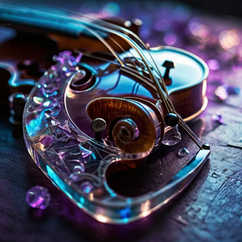 Violin Scroll Encased in Crystal Light