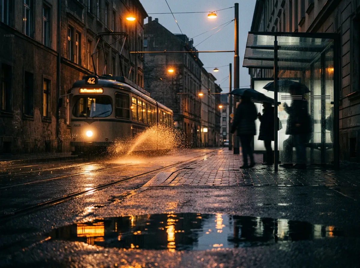 Tram Stop, Quarter Past Eight