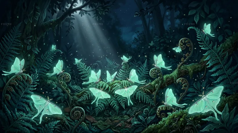 Moth Lanterns in the Hollow Fern