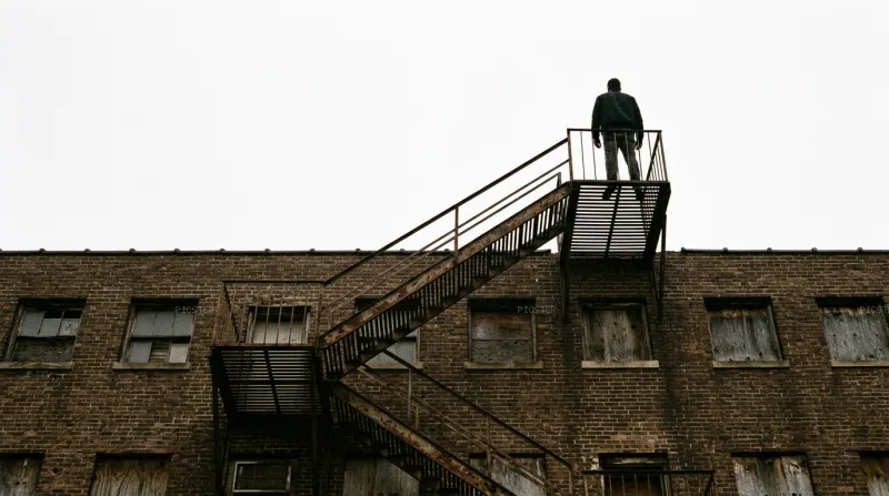 Fire Escape Ending in Overcast White