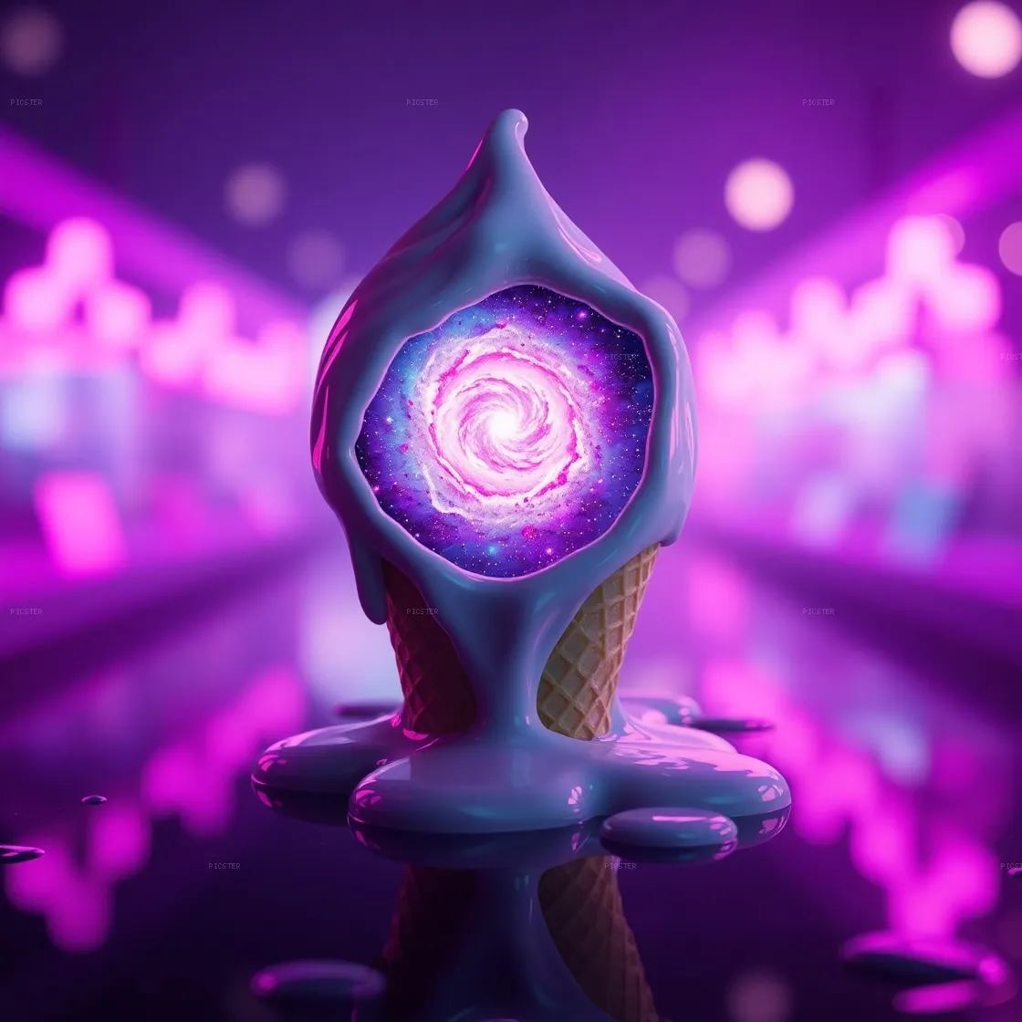 Galaxy Melting Inside a Waffle Cone